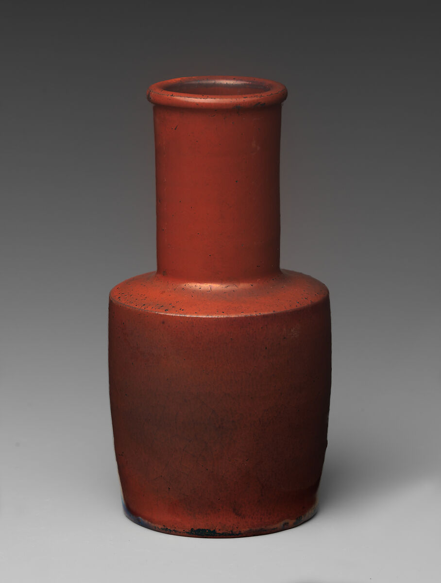 Bottle, Clay covered with an iridescent glaze; the base glazed dark brown (Kyoto ware), Japan 