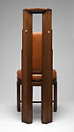 Chair, Eliel Saarinen (American (born Finland), Rantasalmi 1873–1950 Bloomfield Hills, Michigan), Black walnut with new leather upholstery