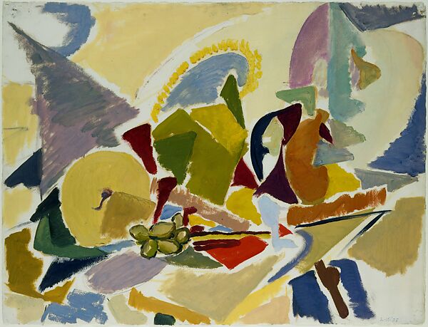 Still Life on a Table, Lee Krasner (American, Brooklyn, New York 1908–1984 New York), Oil on paper 