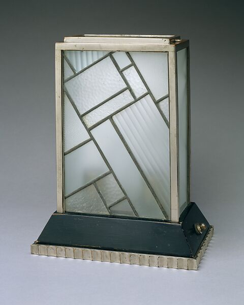 Lamp, Donald Deskey (American, Blue Earth, Minnesota 1894–1989 Vero Beach, Florida), Glass, chrome-plated brass and wood 