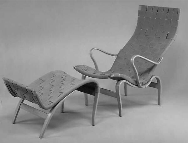 "Pernilla" Easy Chair, Bruno Mathsson (Swedish, Värnamo 1907–1988 Värnamo), Beechwood, cotton webbing 