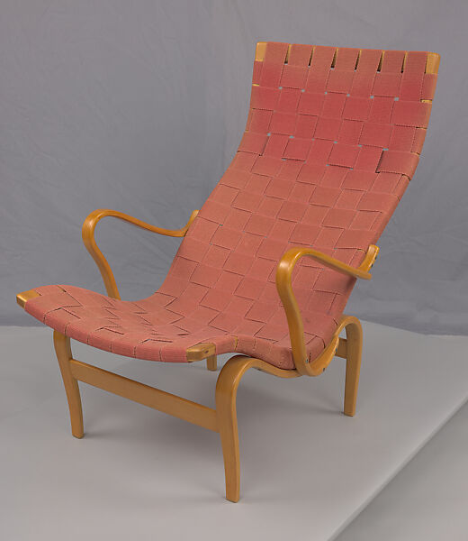 "Pernilla" Easy Chair, Bruno Mathsson (Swedish, Värnamo 1907–1988 Värnamo), Beechwood, cotton webbing 