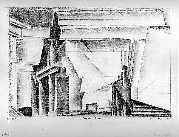 Architecture, Lyonel Charles Feininger (American, New York 1871–1956 New York), Charcoal, pen, and ink on paper 