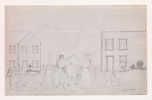 After Supper, Horace Pippin  American, Graphite on board