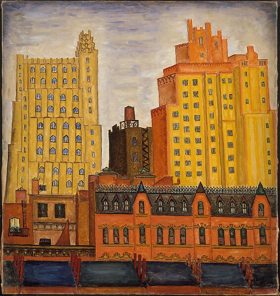 Seventh Avenue and 16th Street, New York, Mark Baum (American (born Poland), Sanok 1903–1997 Cape Neddick, Maine), Oil on canvas 
