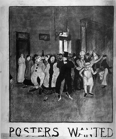 Posters Wanted, Glenn Coleman (American, Springfield, Ohio 1887–1932 Long Beach, New York), Brush and ink, charcoal, and red and brown chalks on paper 