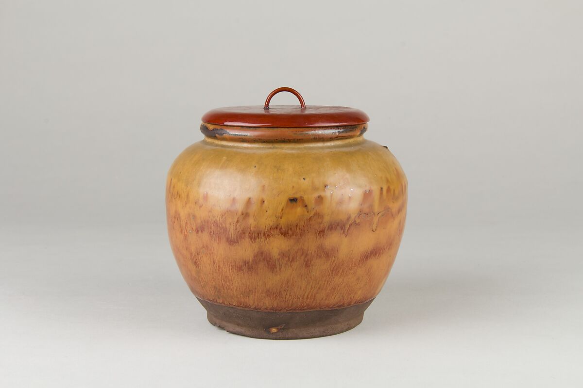 Jar with Cover, Cover made by Ikkan, Pottery (Tenmoku glaze), China
