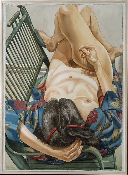 Model in Kimono on Green Bench, Philip Pearlstein (American, Pittsburgh, Pennsylvania, 1924–2022 New York, New York), Watercolor on paper 