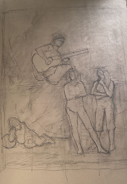 An Afternoon of Acteon, Milet Andrejevic (American, Zrenjanin, Serbia 1925–1989 New York), Opaque watercolor with graphite on paper (recto); graphite on paper (verso)