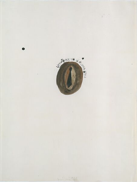 Little Black Tie in a Copper Space, Jim Dine (American, born Cincinnati, Ohio, 1935), Ink and metallic paint on paper 