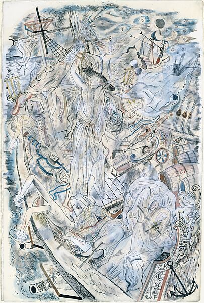 The Satin Slipper, David Michael Jones (British, Brockley, Kent 1895–1974 Harrow), Graphite, pen and black ink, opaque watercolor, and watercolor on paper 