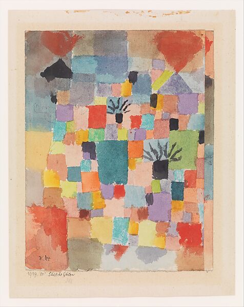 Southern Gardens, Paul Klee (German (born Switzerland), Münchenbuchsee 1879–1940 Muralto-Locarno), Watercolor and ink on paper mounted on cardboard 