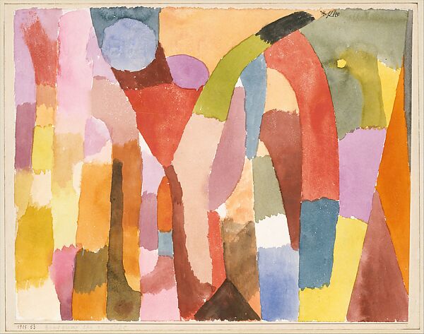Movement of Vaulted Chambers, Paul Klee (German (born Switzerland), Münchenbuchsee 1879–1940 Muralto-Locarno), Watercolor on paper mounted on cardboard 