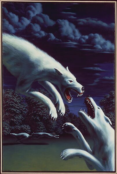 Wild Dogs, Leonard Koscianski (American, born Cleveland, Ohio, 1952), Oil on canvas 