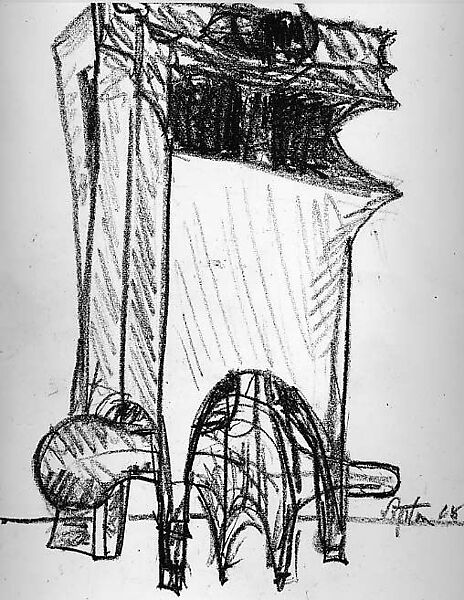 Conquistador, Seymour Lipton (American, New York 1903–1986 Locust Valley, New York), Crayon on paper 