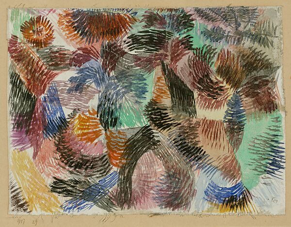 Libido of the Forest, Paul Klee  German, born Switzerland, Watercolor on gesso on fabric mounted on cardboard