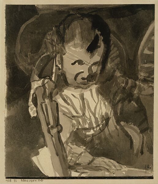 Sketch of Felix Klee, Paul Klee (German (born Switzerland), Münchenbuchsee 1879–1940 Muralto-Locarno), Ink wash on paper, bordered with ink, mounted on cardboard 