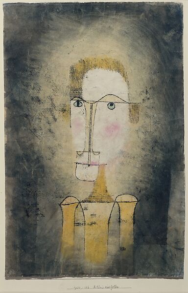 Portrait of a Yellow Man, Paul Klee (German (born Switzerland), Münchenbuchsee 1879–1940 Muralto-Locarno), Watercolor, transferred printing ink, and ink on paper mounted on cardboard 
