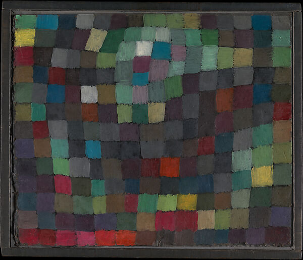 Quadro Paul Klee Stampa su su Vetro Acrilico plexiglass Giallobus Forma montuosa rigorosa cristallina Pronto da Appendere 100x60 cm Vari Formati 