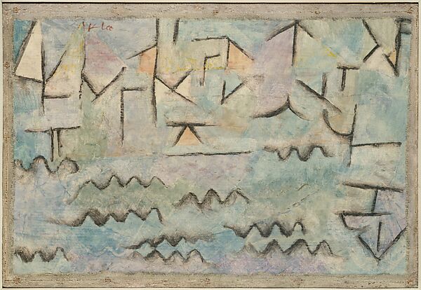 The Rhine at Duisburg, Paul Klee (German (born Switzerland), Münchenbuchsee 1879–1940 Muralto-Locarno), Gypsum, oil, and charcoal on cardboard 