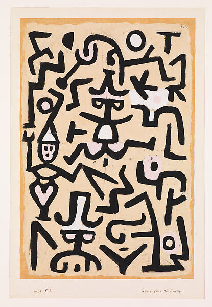 Comedians' Handbill, Paul Klee (German (born Switzerland), Münchenbuchsee 1879–1940 Muralto-Locarno), Gouache on newsprint mounted on cardboard 