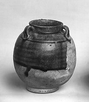 Jar with three lugs, Stoneware with brown glaze, China 