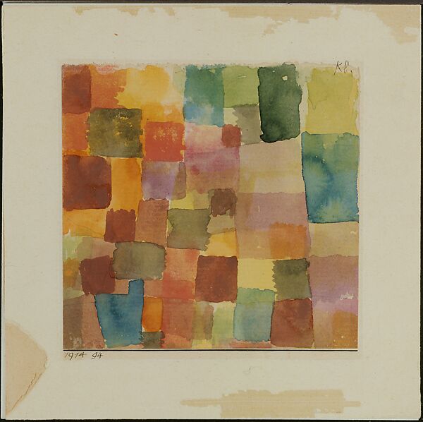 Untitled, Paul Klee  German, born Switzerland, Watercolor on paper mounted on cardboard