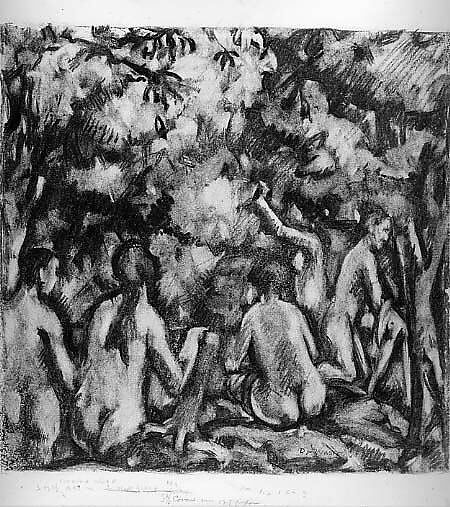 Nudes in a Forest, Preston Dickinson (American, New York, New York 1889–1930 Irun, Spain), Charcoal on paper 