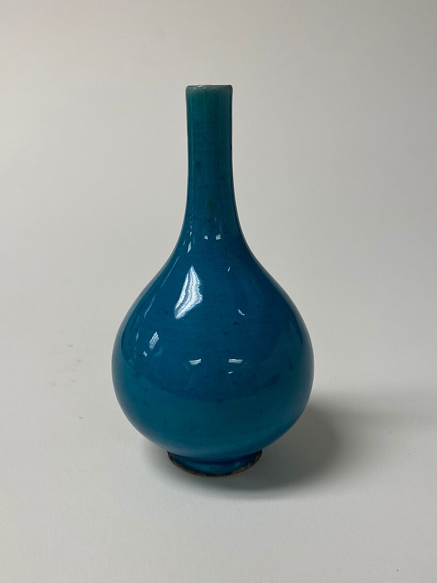 Minature bottle vase, Porcelain with turqoise glaze (Jingdezhen ware), China 