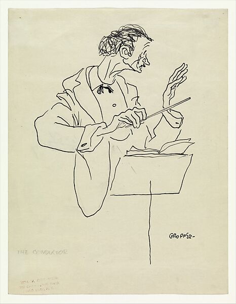 The Conductor, William Gropper (American, New York 1897–1977 Manhasset, New York), Pen and black ink over graphite on paper 