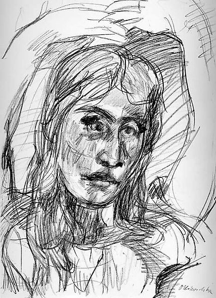 Portrait of a Young Woman, Oskar Kokoschka (Austrian, Pöchlarn 1886–1980 Montreux), Crayon on paper 