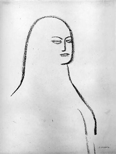 Head of a Woman, Facing Right, Gaston Lachaise (American (born France) 1882–1935), Crayon on paper 