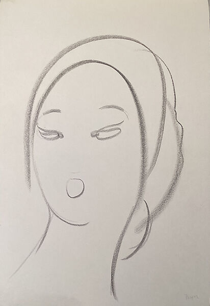 Head of a Woman, Gaston Lachaise (American (born France) Paris 1882–1935 New York), Black crayon on paper (recto); black chalk on paper (verso)