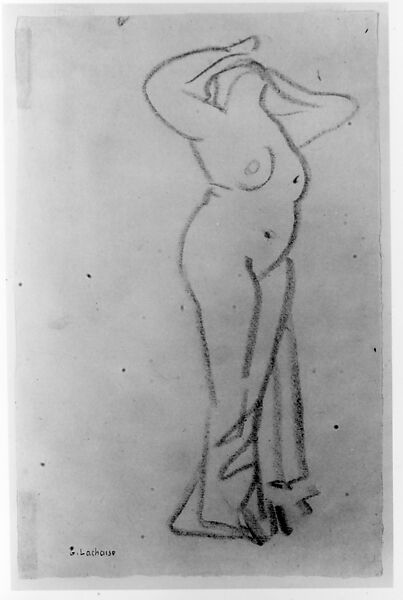 Standing Woman, Facing Right, Gaston Lachaise (American (born France) Paris 1882–1935 New York), Crayon on paper 