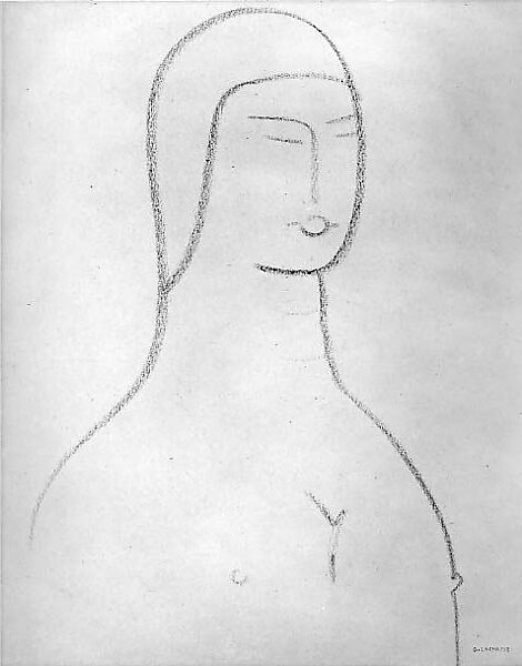 Head of a Woman, Gaston Lachaise (American (born France) Paris 1882–1935 New York), Crayon on paper 