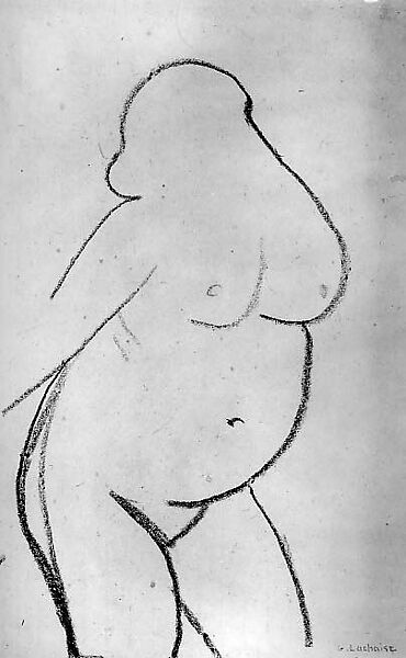 Figure of a Woman, Gaston Lachaise (American (born France) 1882–1935), Black crayon on paper 