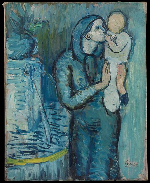 Mother and Child by a Fountain, Pablo Picasso (Spanish, Malaga 1881–1973 Mougins, France), Oil on canvas 
