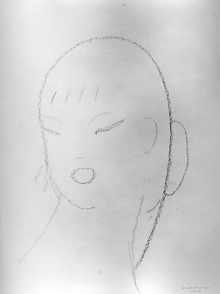 Head of a Woman, Facing Left, Gaston Lachaise (American (born France) 1882–1935), Crayon on paper 