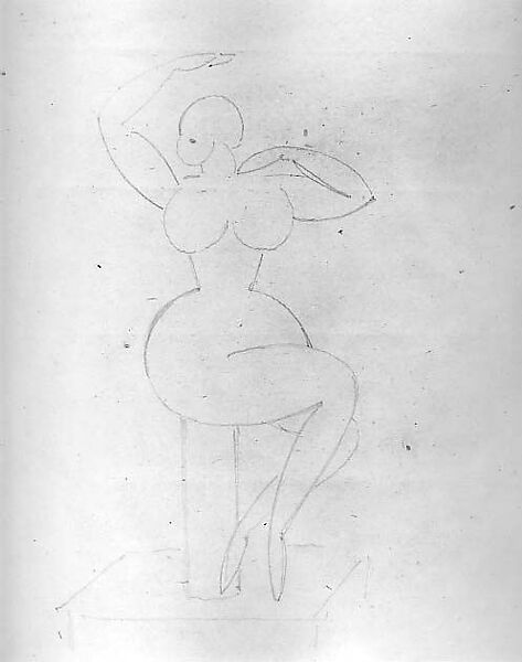 Seated Woman with Arms Raised, Gaston Lachaise (American (born France) 1882–1935), Graphite on paper 