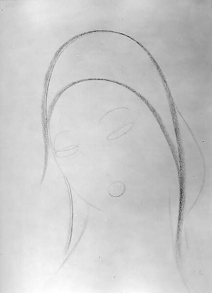 Head of a Woman, Gaston Lachaise (American (born France) 1882–1935), Crayon on paper 