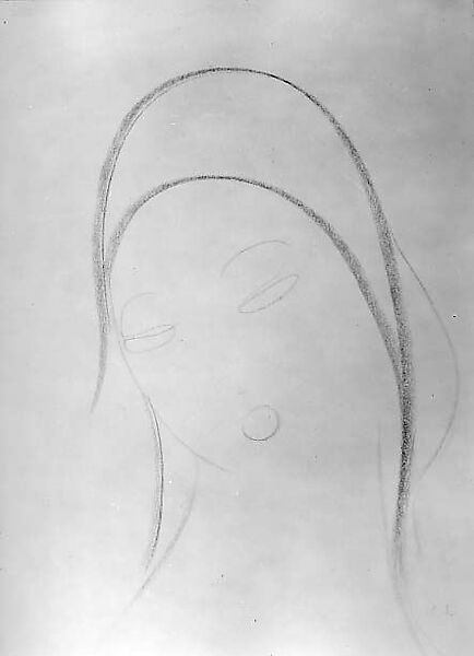 Head of a Woman, Gaston Lachaise (American (born France) Paris 1882–1935 New York), Crayon on paper 