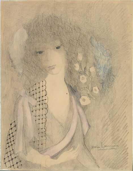 Portrait of a Girl, Marie Laurencin (French, Paris 1883–1956 Paris), Graphite and colored pencil on paper 