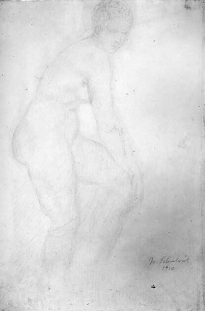 Standing Nude Model, Facing Right, Wilhelm Lehmbruck (German, Duisburg 1881–1919 Berlin), Graphite on paper 