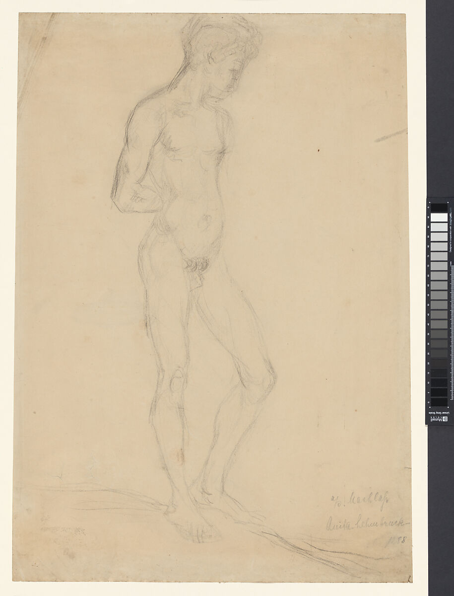 Male Nude Model, Wilhelm Lehmbruck (German, Duisburg 1881–1919 Berlin), Charcoal on paper 