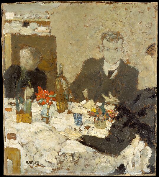 At Table, Edouard Vuillard (French, Cuiseaux 1868–1940 La Baule), Oil on cardboard 