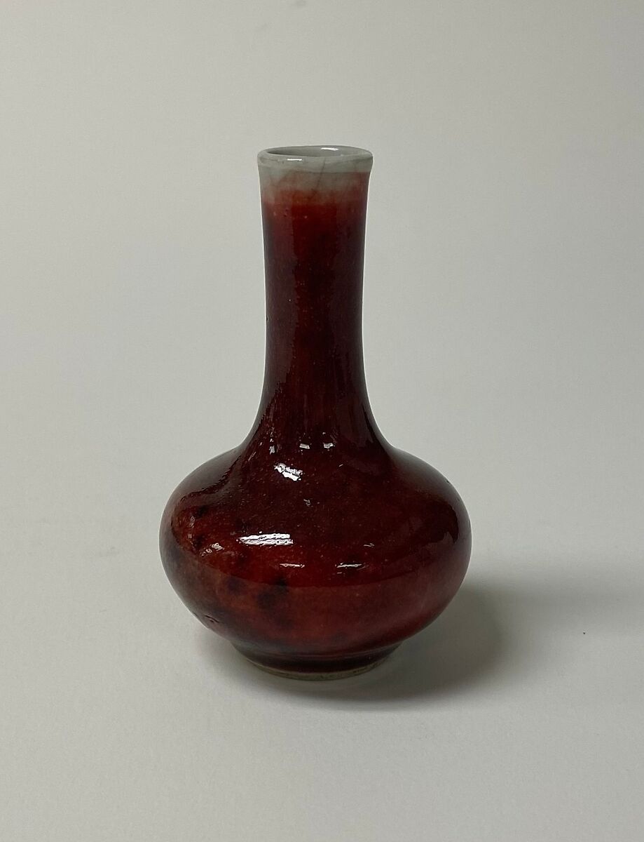 Minature bottle vase, Porcelain with copper red glaze (Jingdezhen ware), China 