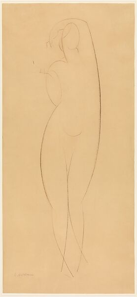 Standing Nude, Elie Nadelman (American (born Poland), Warsaw 1882–1946 Riverdale, New York), Ink and graphite on paper 