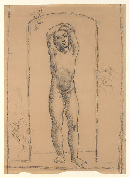 Youth in an Archway, Pablo Picasso (Spanish, Malaga 1881–1973 Mougins, France), Conté crayon on paper 