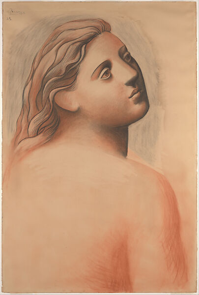 Head of a Woman, Pablo Picasso (Spanish, Malaga 1881–1973 Mougins, France), Chalk on paper 