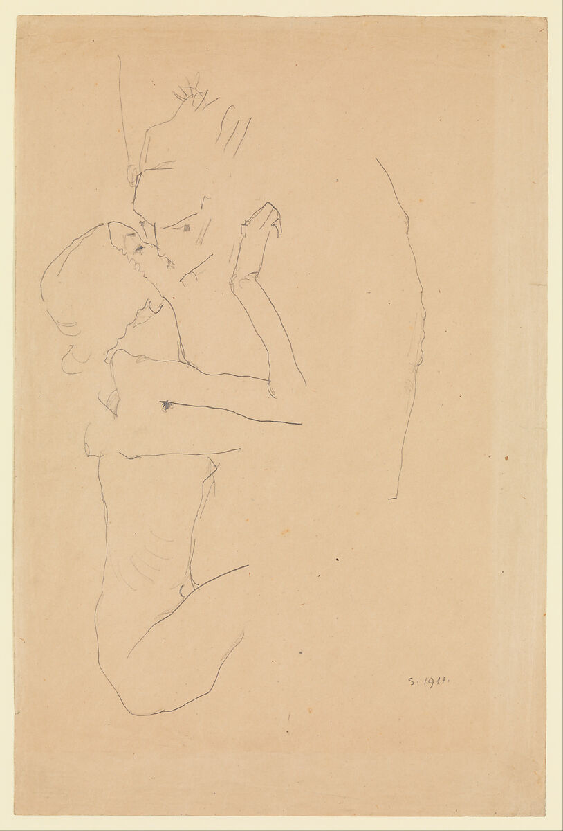 The Kiss, Egon Schiele  Austrian, Graphite on paper